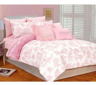 Thro Pink Toile Microplush Twin Comforter Set —