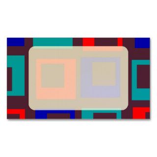Retro open squares blue and red on purple business card