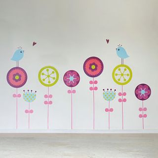 flowers and birds children's wall sticker by oakdene designs