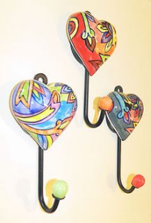 set of three handmade ceramic heart hooks by xxxxxxxxxxx