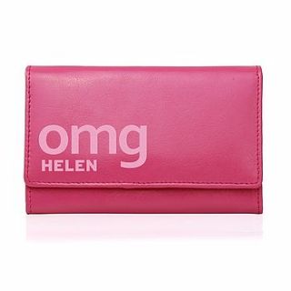 'omg' personalised leather purse by lucky roo