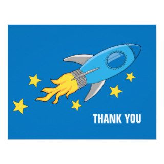 Retro Rocket Ship Thank You Card Personalized Invitation