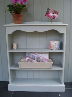 hand painted scalloped top bookcase by rectory blue