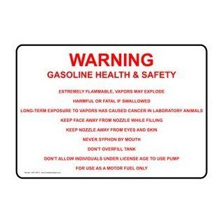 Warning Gasoline Health & Safety Extremely Flammable Sign NHE 16573  Business And Store Signs 