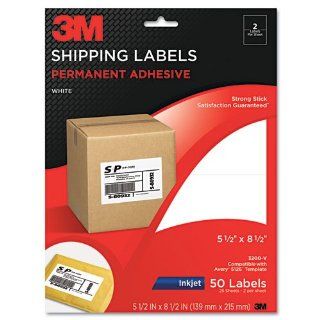 3M Products   3M   Permanent Adhesive White Mailing Labels F/ Inkjet Printers, 5 1/2x8 1/2, 50/Pack   Sold As 1 Pack   Provide a quick and easy way to address letters, packages and more.   Strong permanent adhesive keeps label securely in place.   For use 
