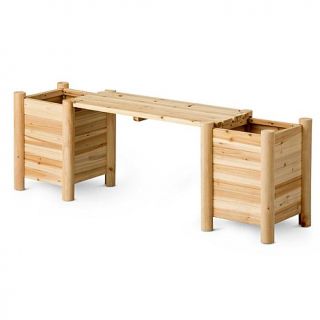 Improvements Wood Log Bench with Planters