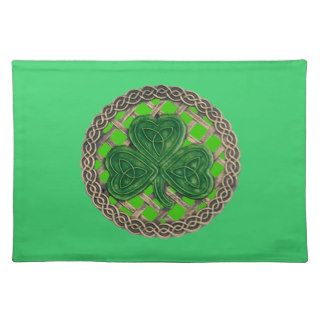 Green Shamrock On Celtic Knots Placemat