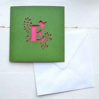 hand cut initial card by hello hadley paper