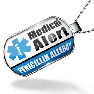 Dogtag Medical Alert Blue Penicillin Allergy Dog tags necklace   Neonblond NEONBLOND Jewelry