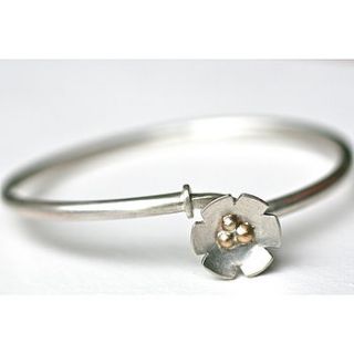 silver flower hook clasp bangle by louy magroos