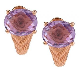 Judith Ripka 14k Rose Gold Clad Faceted 5.50ct Amethyst Earrings —