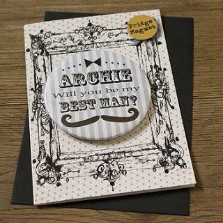 personalised magnet best man invite card by bedcrumb