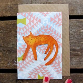 recycled orange cat card by stephanie cole design