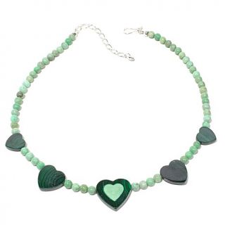 Jay King Variscite and Malachite "Hearts" Sterling Silver 18" Necklace