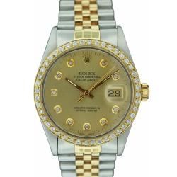 Pre owned Rolex Men's Datejust Two tone Champagne Diamond Dial Watch Rolex Men's Pre Owned Rolex Watches