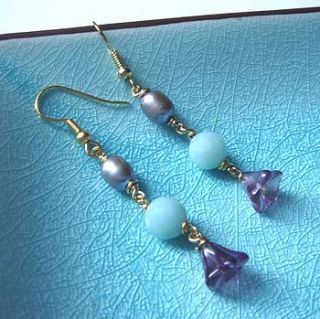 freshwater pearl and gemstone gold earrings by jo and jack jewellery