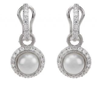 Judith Ripka Sterling 1 Earrings with Cultured Pearl Removable Charm —