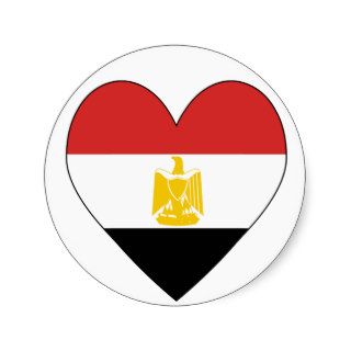 Egyptian Flag Heart Valentine Round Stickers