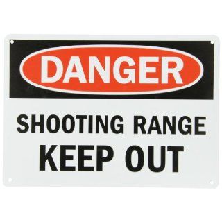 SmartSign Plastic Sign, Legend "Danger Shooting Range Keep Out", 10" high x 14" wide, Black/Red on White Yard Signs