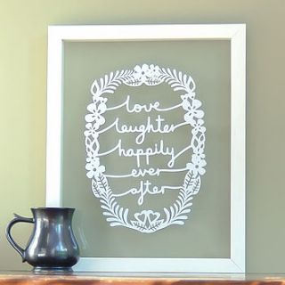'love, laughter, happily ever after' papercut by ant design gifts