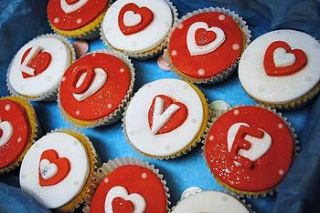 12 love heart cupcakes by the small cake shop