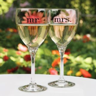Mr and Mrs Wine Glasses   Clear