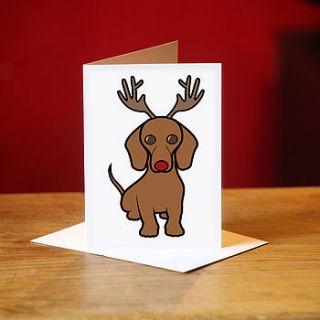 dachshund christmas card in brown by weloveleon