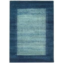 Hand knotted Gabeh Solo Blue Wool Rug (5' x 8') Safavieh 5x8   6x9 Rugs