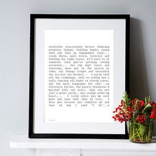 'wedding day' poem art print by pearl and earl