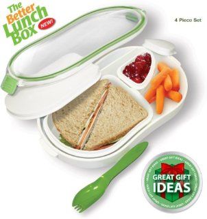 The Better Lunch Box   4 Piece Set   BPA Free   Microwave Safe   Keeps Food Fresh and Leakproof for Travel (4 Piece Set) Kitchen & Dining