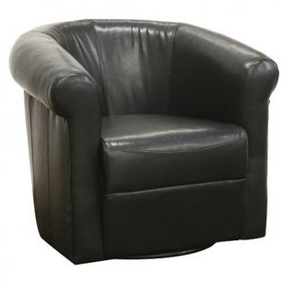 Julian Black Brown Faux Leather Club Chair with Swivel