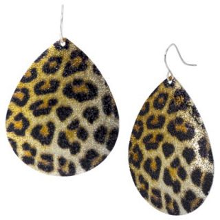 Leopard Print Teardrop Shaped Earring   Gold