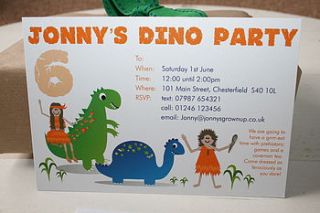 dinosaur party invites or thank you cards by little fish events