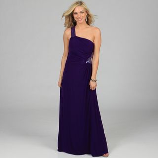 Morgan & Co Junior's Iris Side Cut out One shoulder Long Dress Morgan & Co Evening & Formal Dresses