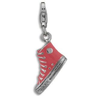 Authentic Biagi Sterling Enamel Pink High Top Sneaker Shoe Clip On Charm for Bracelet Jewelry