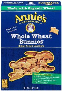 Annie's Homegrown Whole Wheat Bunnies Baked Snack Crackers, 7.5 Ounce Boxes (Pack of 12)  Packaged Wheat Snack Crackers  Grocery & Gourmet Food