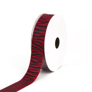Creative Ideas Grosgrain Zebra Print Ribbon, 7/8 Inch, Red/Black