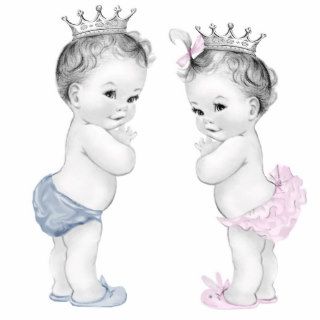 Prince and Princess Boy and Girl Twin Baby Shower Photo Cutout