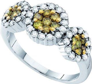 1.00CTW ROUND YELLOW DIAMOND LADIES FLOWER RING Wedding Ring Sets Jewelry