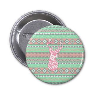Pink Tribal Deer Head Mint Green Abstract Aztec Pin