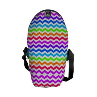Chevron pattern, multicolor neon rainbow messenger bag
