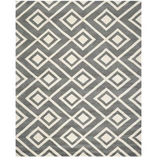 Safavieh Handmade Moroccan Chatham Square pattern Dark Gray/ Ivory Wool Rug (8' x 10') Safavieh 7x9   10x14 Rugs