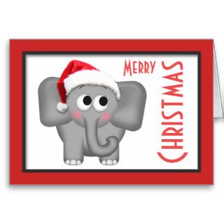 Cute Santa Hat Elephant "Merry Christmas" Card