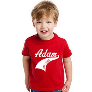child's personalised athletic sports t shirt by flaming imp