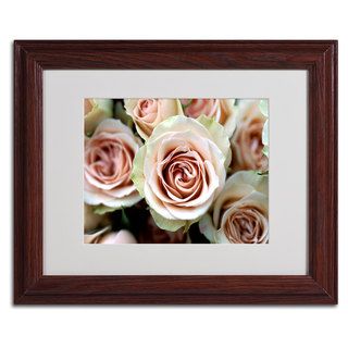 Kathy Yates 'Pale Pink Roses' Framed Matted Art Trademark Fine Art Canvas