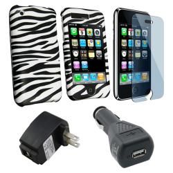 4 piece Zebra Case with Car Travel Charger for Apple iPhone 3G/ 3GS Eforcity Cases & Holders