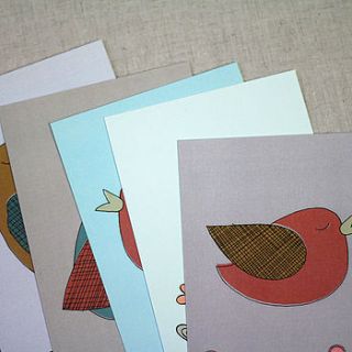 set of five little birds postcards by lil3birdy