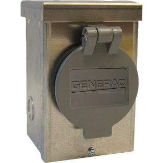 Generac Aluminum Raintight Inlet Box with Spring-Loaded Lid — 20 Amps, Model# 63450  Generator Power Distribution