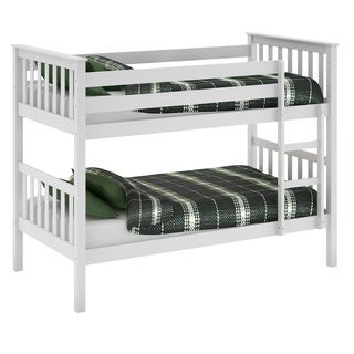White Painted Solid Wood Single Bunk Bed CorLiving Kids' Beds