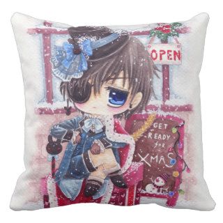 Cute anime boy with eye patch pillow